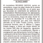 CARTEL DE CITACIÓN RICARDO SAYEGH
