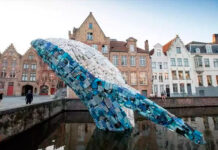 Bermudas inaugura una escultura de una ballena con residuos marinos por Día de los Océanos