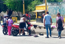 Accidente de tránsito dejó a una motorizada lesionada en Valencia